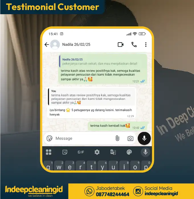 Testimoni Pelanggan Cuci Kasur Anak - Nadila Bogor