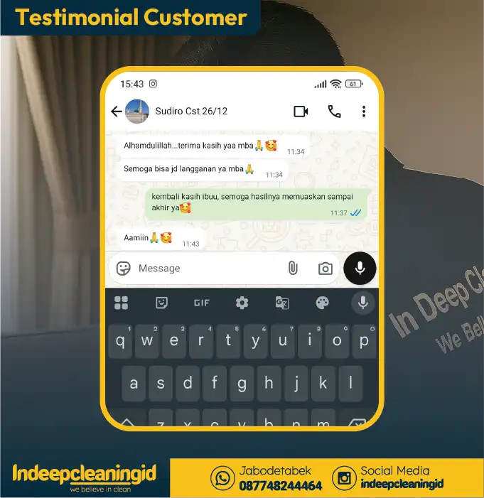 Testimoni Pelanggan Cuci Kasur King - Sudiro Jakarta Selatan